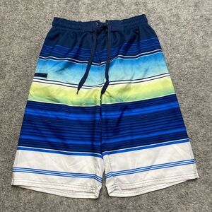 New Burnside Swim Trunks Blue White Striped Shorts Boy's Size‎ XL 18x20
